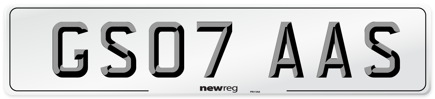 GS07 AAS Number Plate from New Reg
